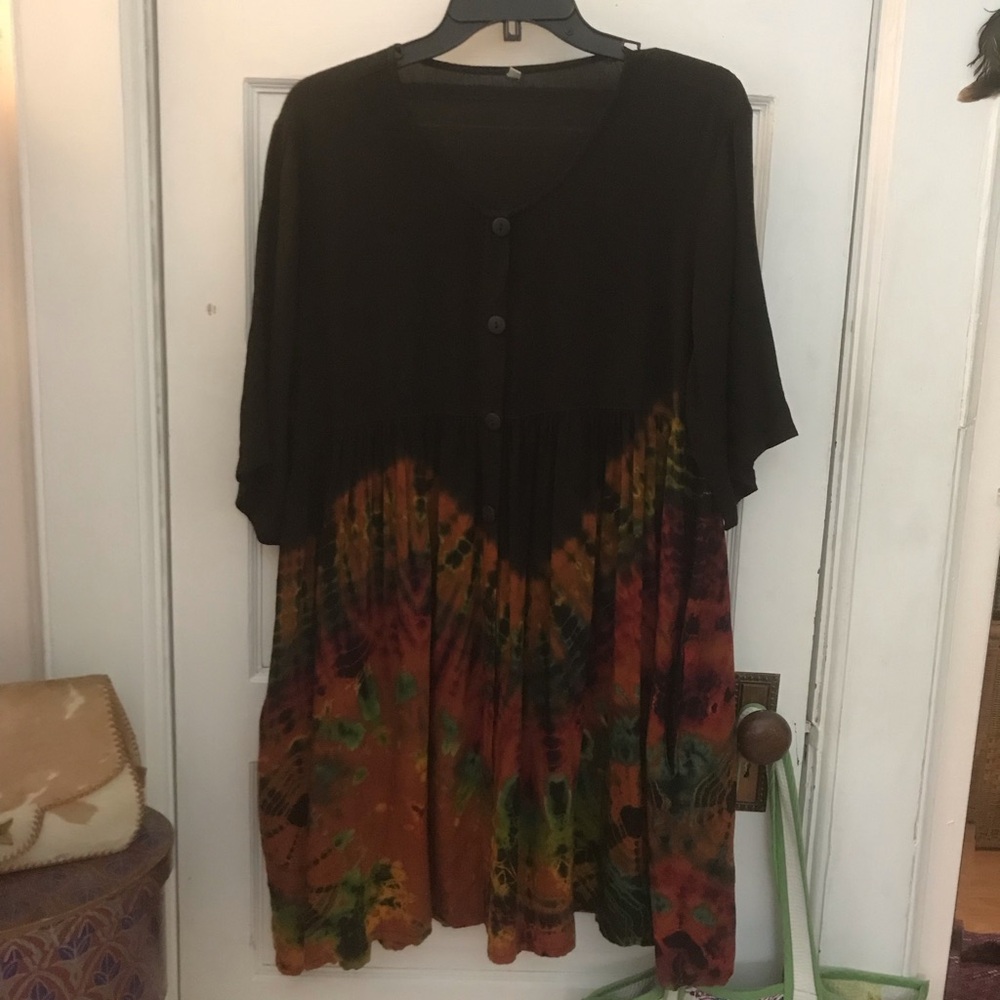 Womens tie dye cotton dress